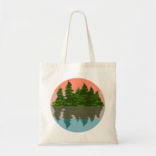 Forest Sunset Nature Pine Trees Tote Bag (Front)