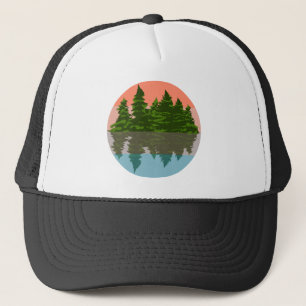 Forest Sunset Nature Pine Trees Trucker Hat