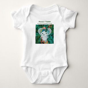 Forest Theme Baby Elephant Surrounded by Foliage   Bodysuit