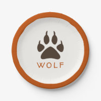 Forest Theme Birthday Party Paper Plates - Wolf