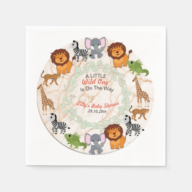 Forest Theme: Into the Wild Baby Shower Napkins (Front)