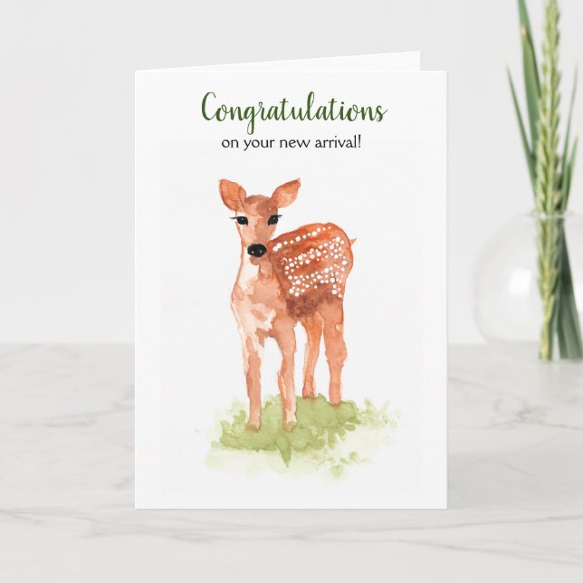 Forest themed baby shower deer card (Front)