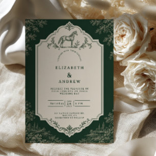 Forest Toile Equestrian Wedding Invitation