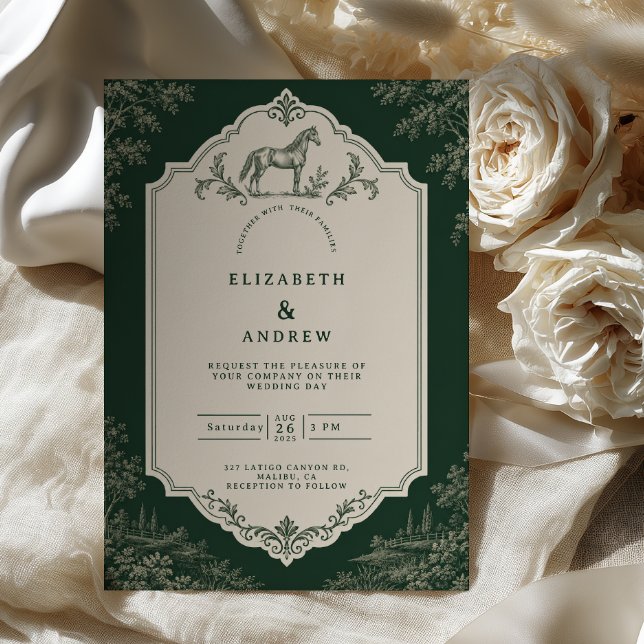 Forest Toile Equestrian Wedding Invitation (Creator Uploaded)