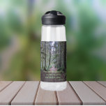 Forest Trail John Muir Quote Water Bottle<br><div class="desc">Stay quenched wherever you go with this clear, plastic water bottle that features the photo image of a forest trail along with an inspiring quote by naturalist John Muir and printed in green lettering that reads, "And into the forest I go to lose my mind and find my soul." Select...</div>