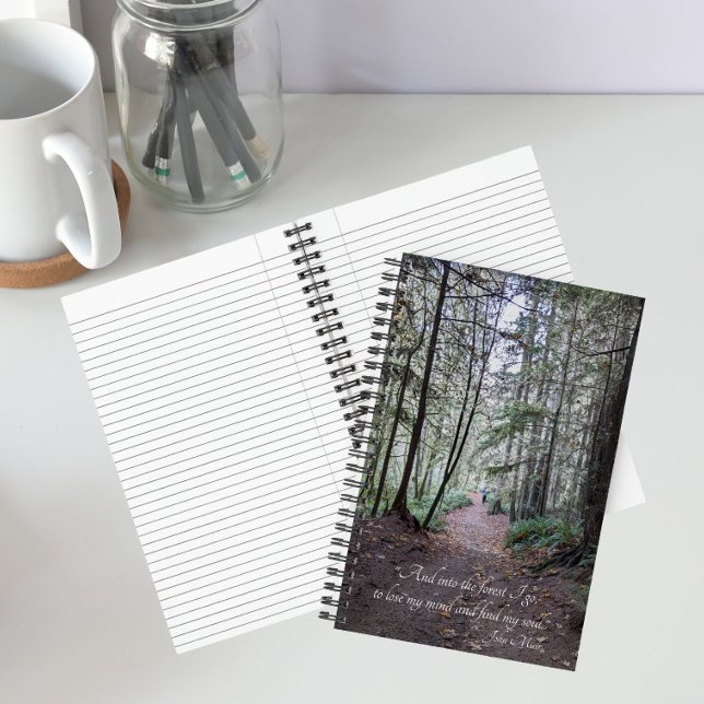 Forest Trail Photo with John Muir Quote Notebook (In Situ)