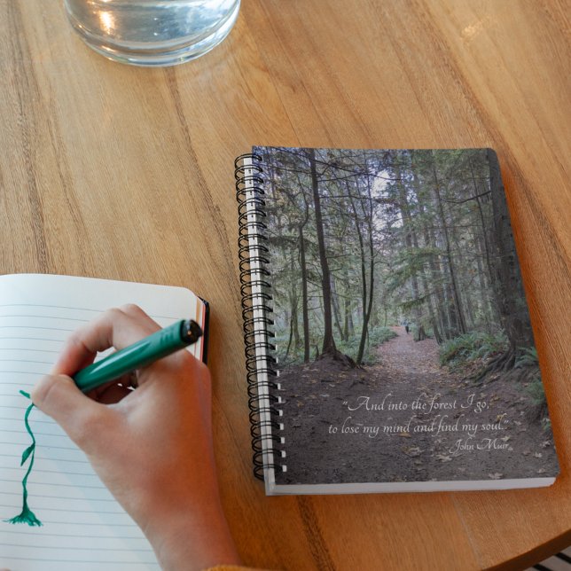 Forest Trail Photo with John Muir Quote Notebook (In Situ)