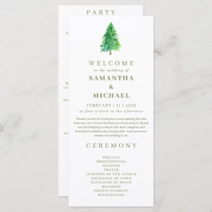 Forest Tree Flower Floral Wedding Program Menu