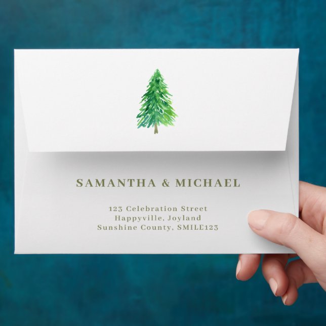 Forest Tree Flower Monogram Simple Envelope (Hand)