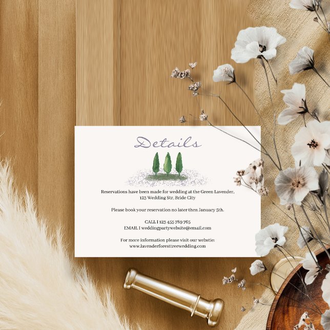 Forest Tree Lavender Wedding details RSVP Card (Creator Uploaded)