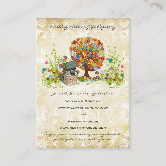 Forest Tree Wishing Well, Website Gift Registry Enclosure Card (Front)