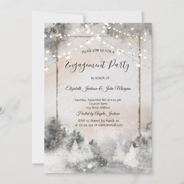 Forest Tree Woodland Engagement  Invitation (Front)