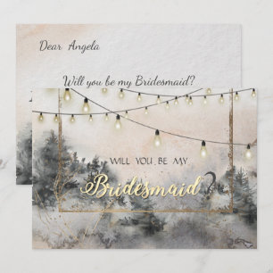 Forest Tree Woodland String Lights Invitation