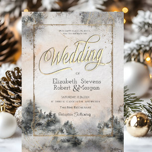 Forest Tree Woodland String Lights Wedding Invitation