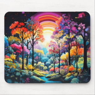 Forest Trees Concept Abstract Colourful Scenery Ar Mouse Pad