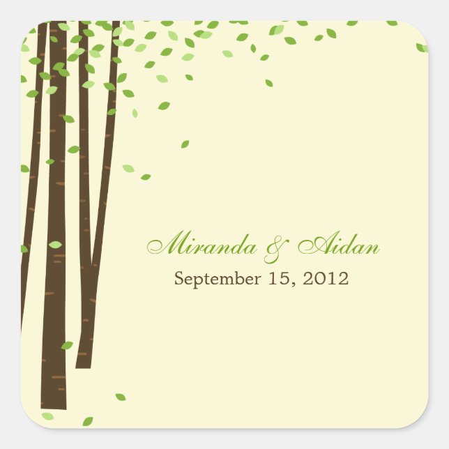 Forest Trees Favour Sticker or Envelope Seal- Gree (Front)