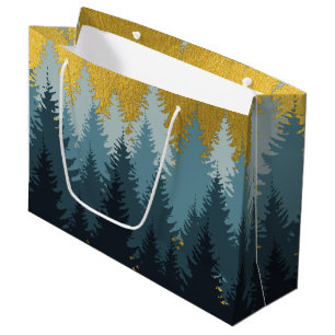 Forest Trees Golden Landscape Large Gift Bag