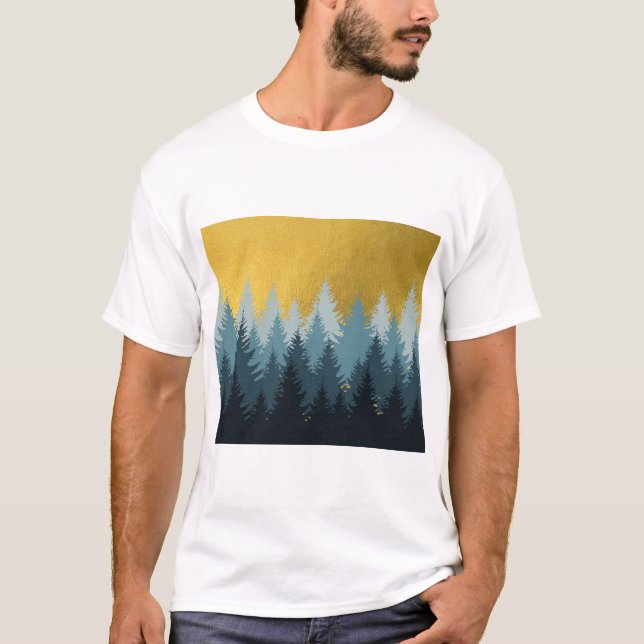 Forest Trees Golden Landscape T-Shirt (Front)