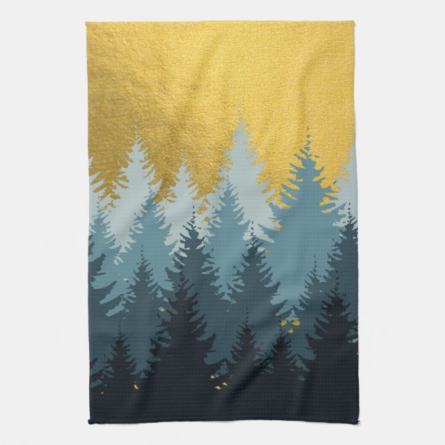 Forest Trees Golden Landscape  Tea Towel (Vertical)