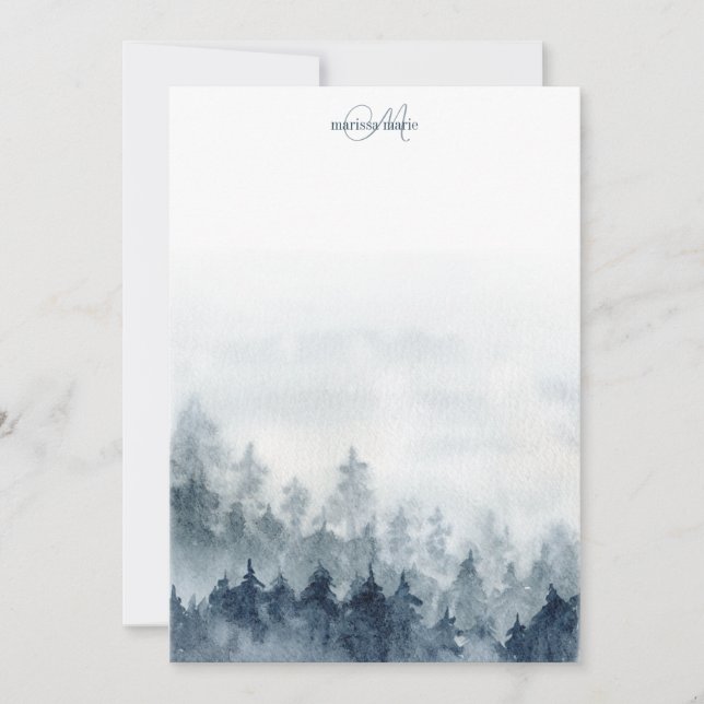 Forest Trees Monogrammed Card (Front)