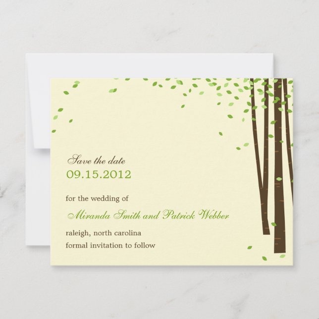 Forest Trees Save The Date Announcement - Green - (Front)