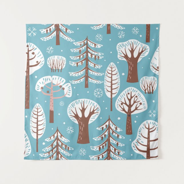 Forest, trees. Seamless background. Winter Tapestry (Front)