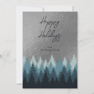 Forest Trees Silver Landscape Happy Holidays  Holiday Card