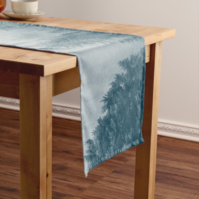 Forest Trees Watercolor Short Table Runner (In Situ)