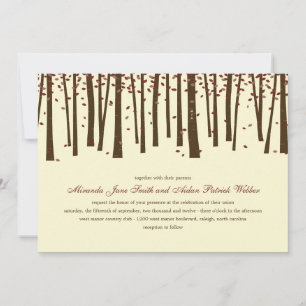 Forest Trees Wedding Invitation - Burgundy