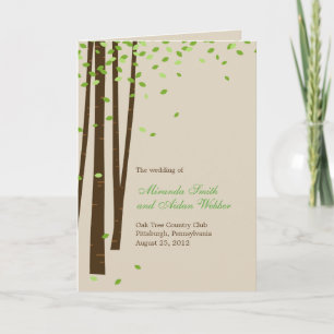 Forest Trees Wedding Program Card - Green