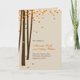 Forest Trees Wedding Program Card - Orange