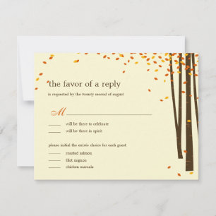 Forest Trees Wedding RSVP cards - Orange -