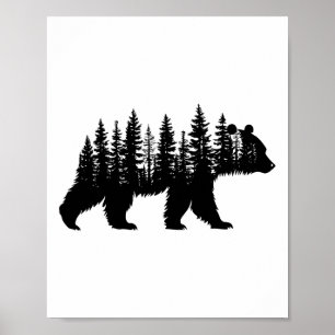 Forest Trees Wildlife Animal Retro Outdoor Nature Poster