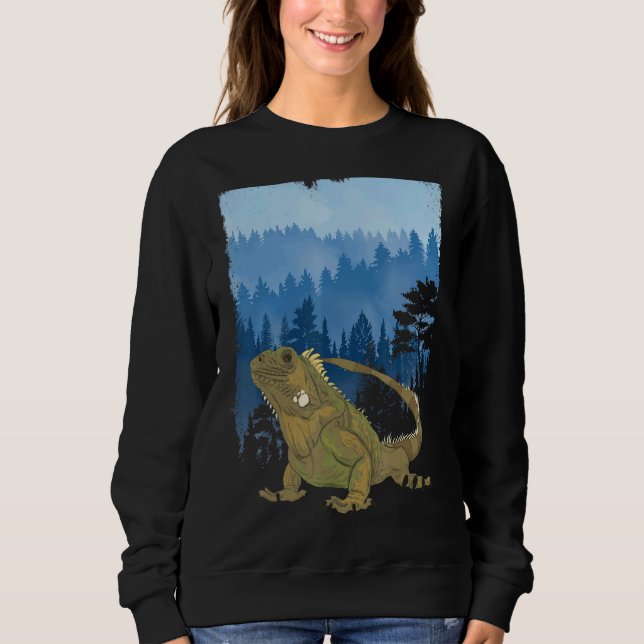 Forest Trees Wildlife Lizard Reptile  Exotic Iguan Sweatshirt (Front)