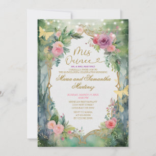 Forest Twin Princess Quinceañera Invitation