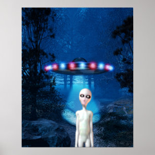 Forest UFO Close Encounter Poster