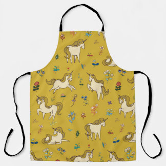 Forest Unicorn: Vintage Floral Pattern Apron
