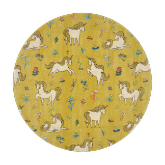 Forest Unicorn: Vintage Floral Pattern Cutting Board