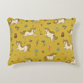 Forest Unicorn: Vintage Floral Pattern Decorative Cushion