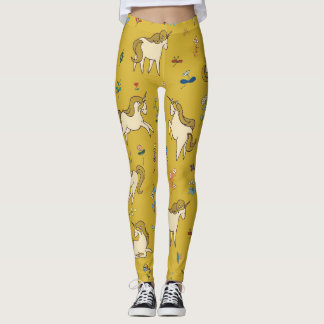 Forest Unicorn: Vintage Floral Pattern Leggings