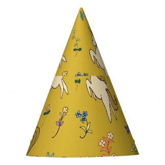 Forest Unicorn: Vintage Floral Pattern Party Hat