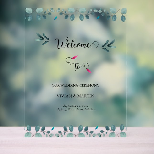 Forest vibe green leaf Calligraphy wedding signs (Neutral)