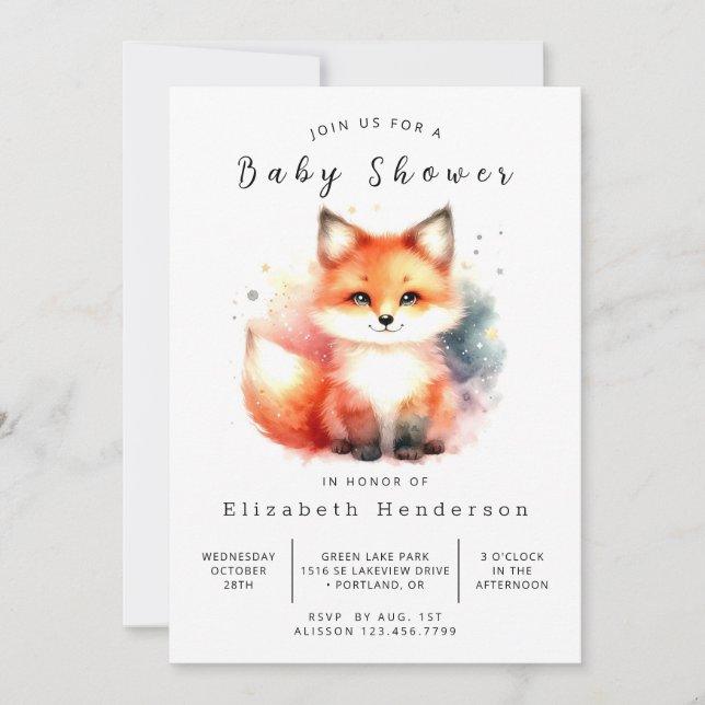 Forest Vibes Decor Fox Baby Shower Invitation (Front)