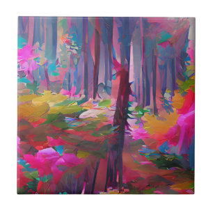 Forest vibrant abstract art tile