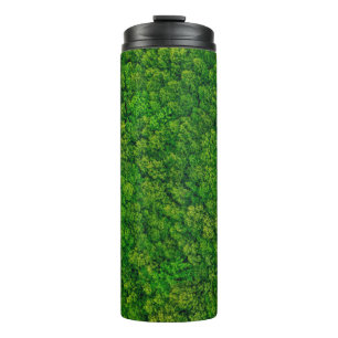 Forest view from above, aerial top view with copy  thermal tumbler