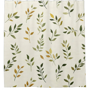 Forest Walk Leaves and Twigs in Warm Earth Tones Shower Curtain
