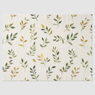 Forest Walk Leaves and Twigs in Warm Earth Tones Tissue Paper