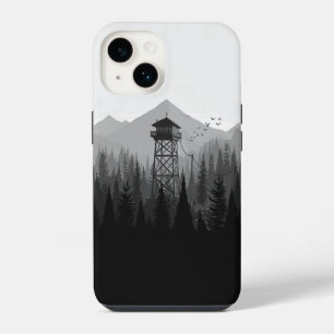 Forest Watchtower Minimalist Phone Case Black&With