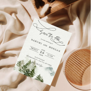 Forest Watercolor Illustration Wedding Invitation