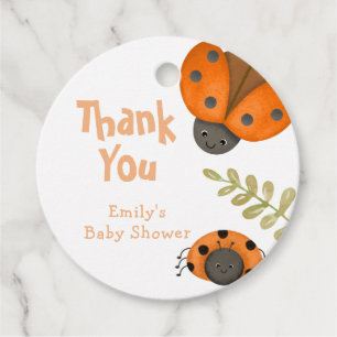 Forest Watercolor Little Ladybug Baby Shower Favour Tags